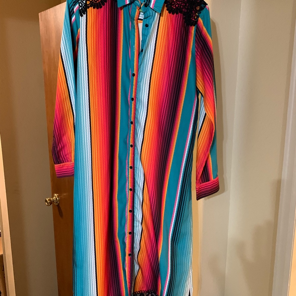 Crazy Train Multicolor Striped Shirt Dress